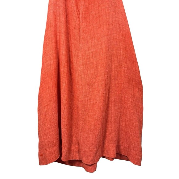 Women’s Red Linen Blend Tie Shoulder Smock Dress Lagenlook Oversized Boho - Picture 4 of 8